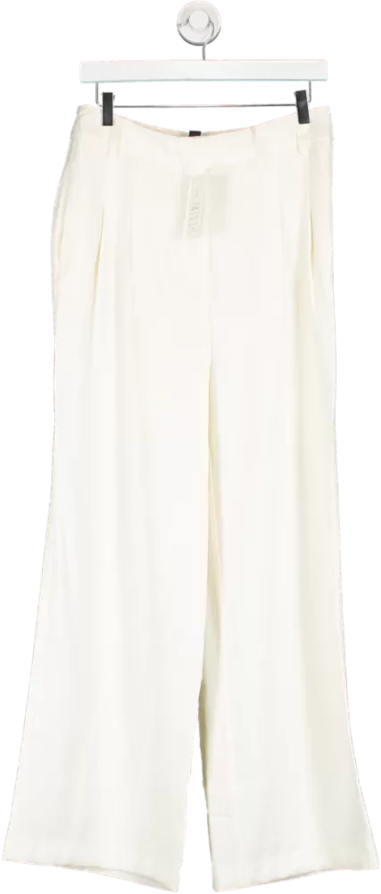 New Look Cream Viscose Twill Wide Leg Trousers UK 8