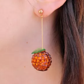 Orange Rhinestone Disco Ball Earrings