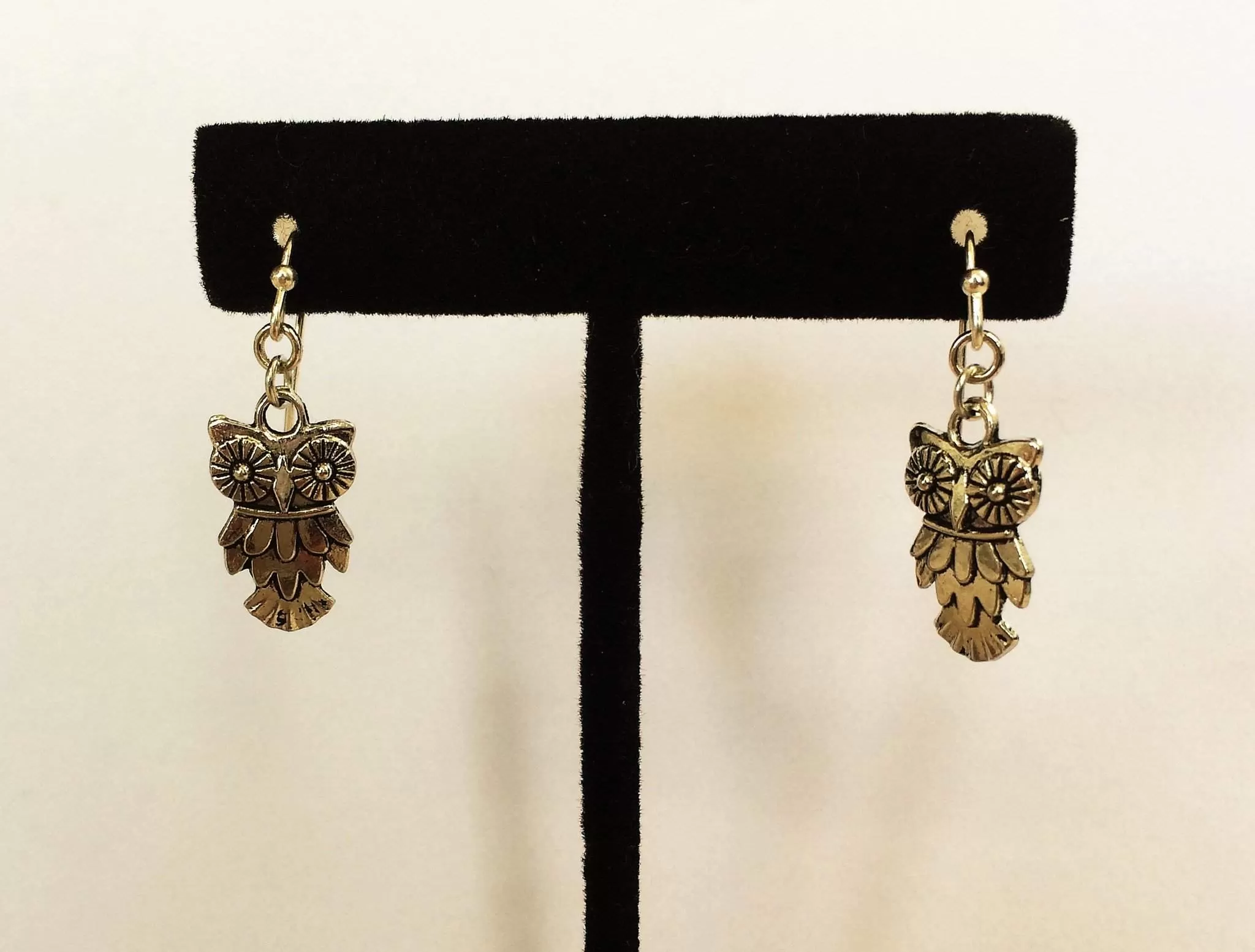 Owl Silver Textured Dangle Earrings