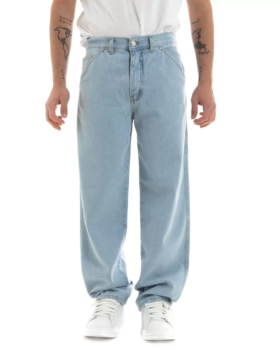 Pantaloni Jeans Uomo Unisex Baggy Denim Chiaro Tasca America Casual GIOSAL-P5756A