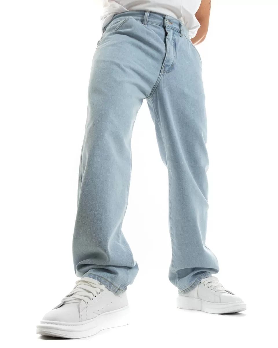 Pantaloni Jeans Uomo Unisex Baggy Denim Chiaro Tasca America Casual GIOSAL-P5756A