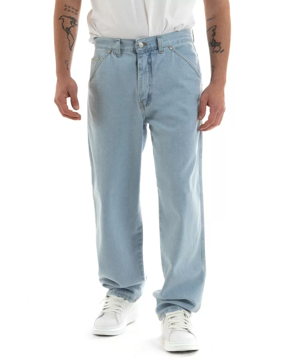 Pantaloni Jeans Uomo Unisex Baggy Denim Chiaro Tasca America Casual GIOSAL-P5756A