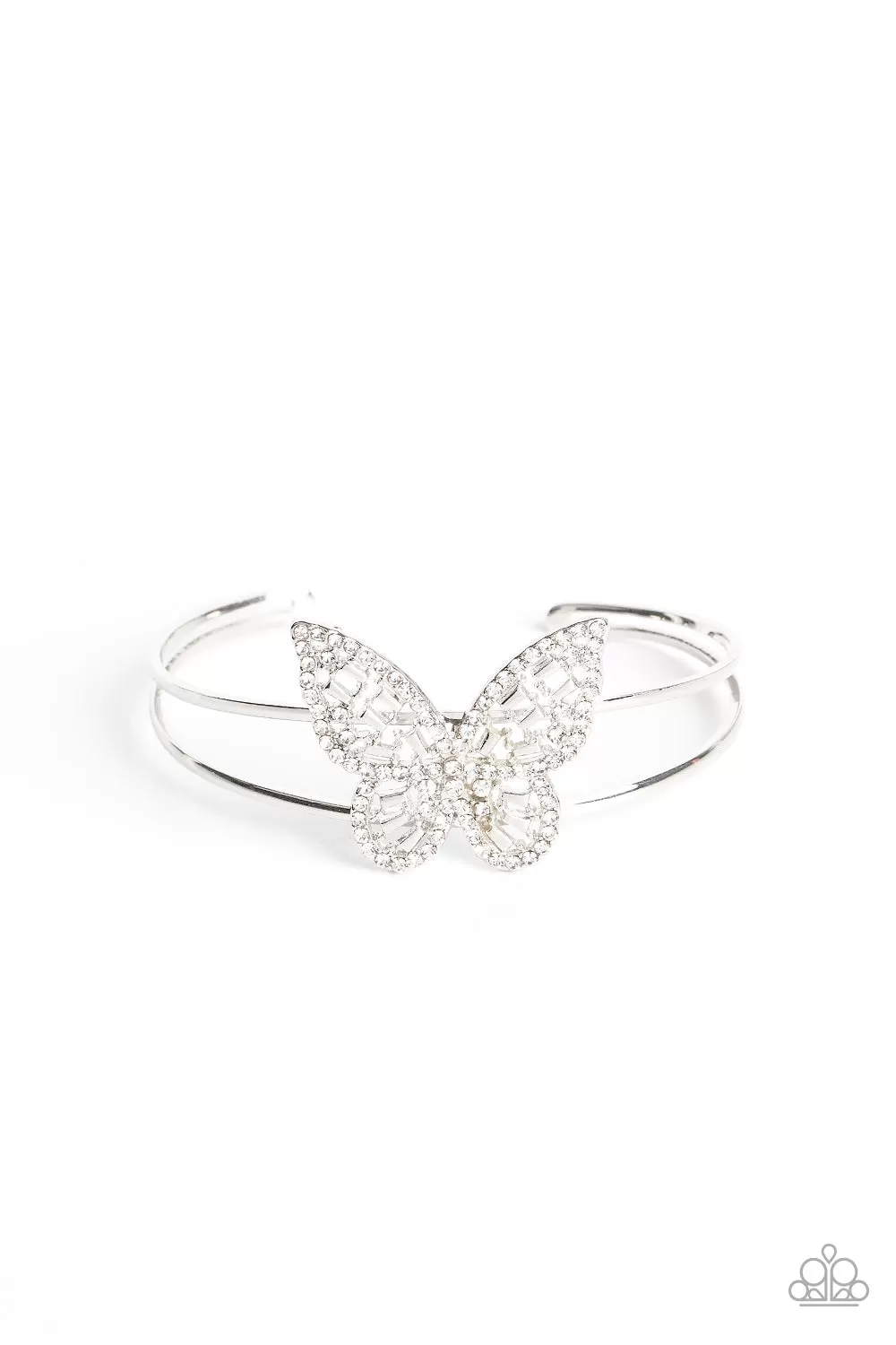 Paparazzi Butterfly Bella - White Dainty Cuff Bracelet