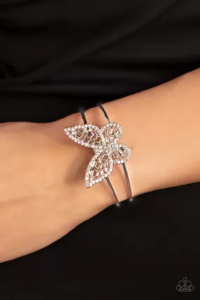 Paparazzi Butterfly Bella - White Dainty Cuff Bracelet