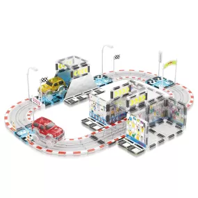 PicassoTiles 64pc Race Car Track Magnetic Building Blocks Children's Play Set