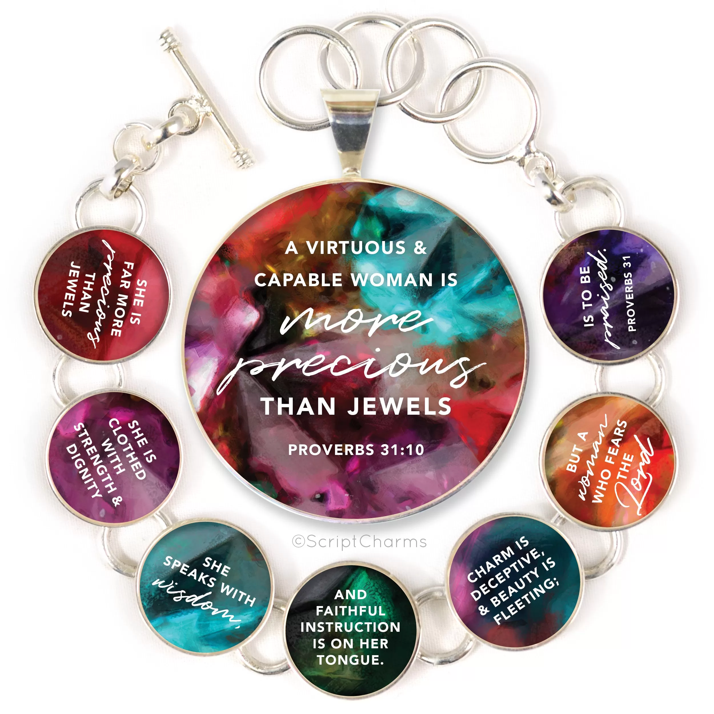 Proverbs 31 Woman Colorful Silver-Plated Necklaces