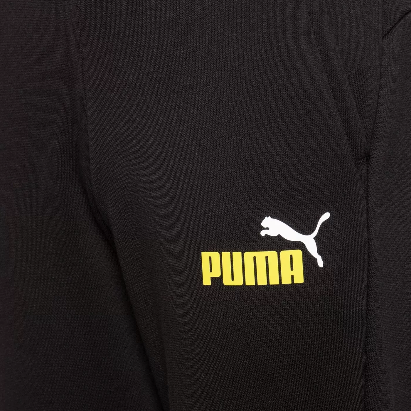 PUMA JUNIOR'S ESSENTIAL 2-COLOR FLC BLACK PANTS