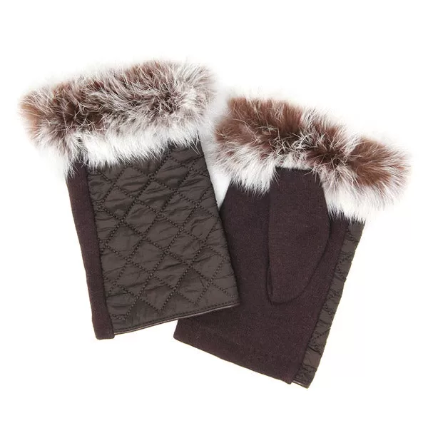 Quilted Fingerless Faux Fur Gloves