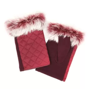 Quilted Fingerless Faux Fur Gloves