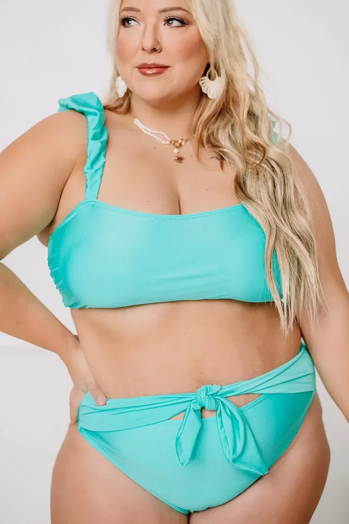 Ruched and Puff Shoulder Bandeau Swimsuit Top