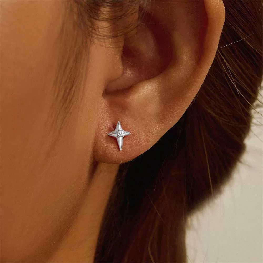 Shining Stars CZ Diamonds Flat Back Earrings