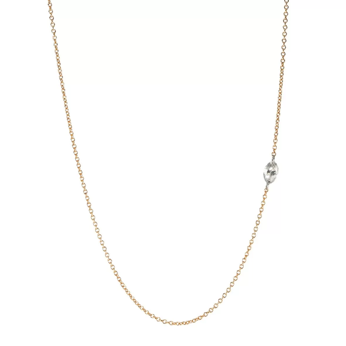 Single Free-Set Marquise Diamond Necklace