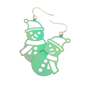 Snowman Metal Cutout Dangle Earrings