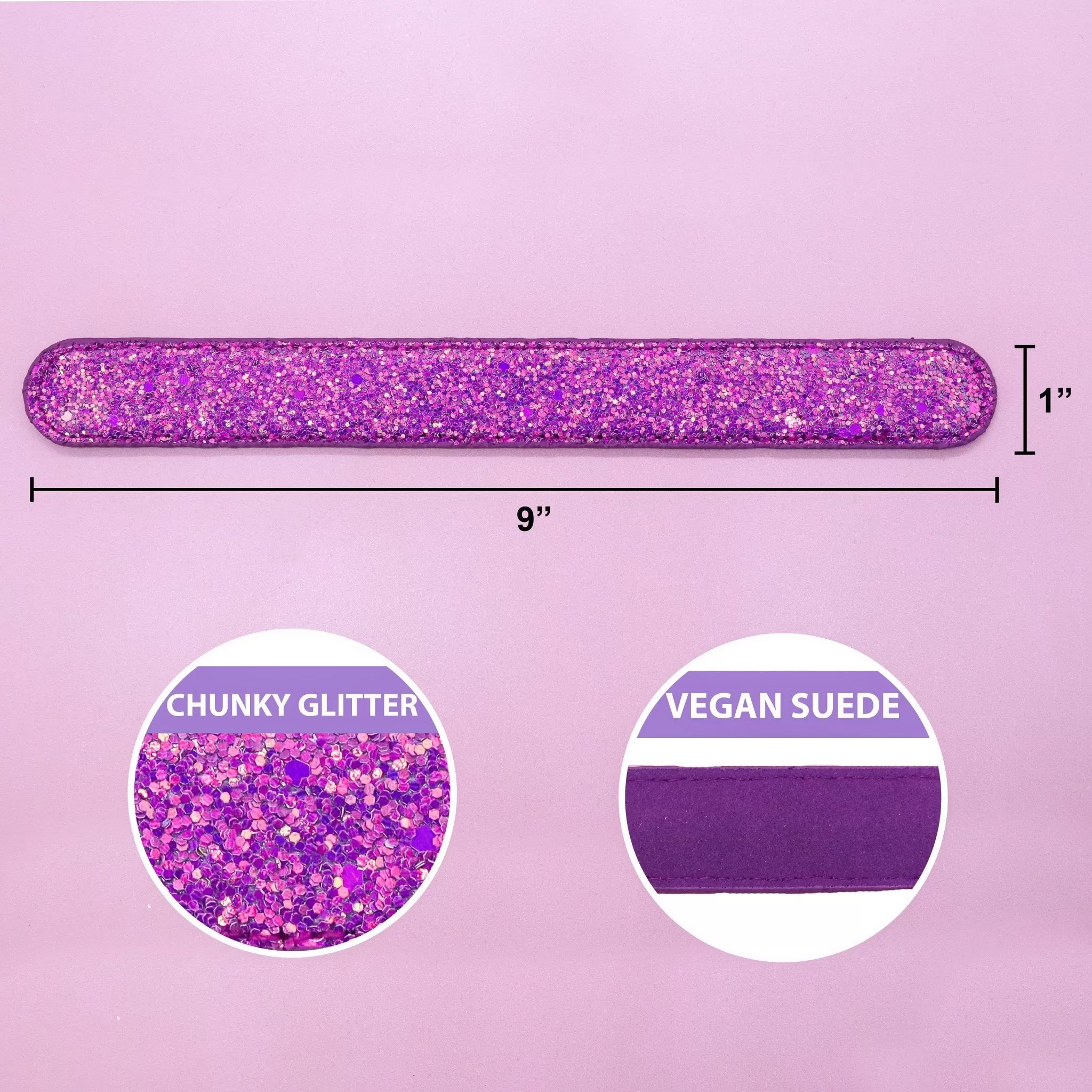 Sparkly Glitter Slap Bracelets - 6 Pack