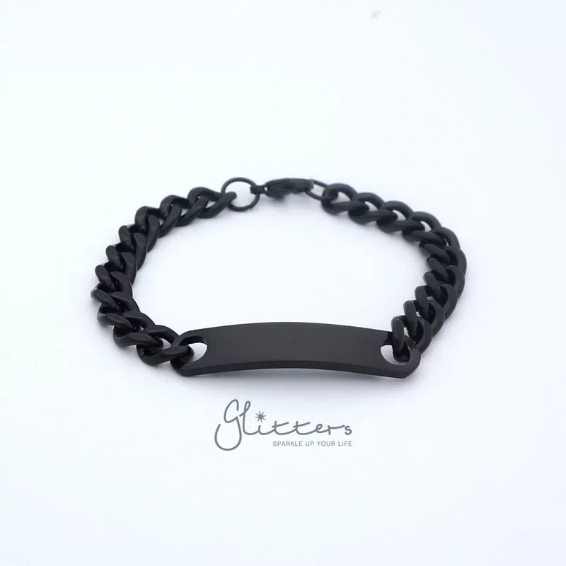 Stainless Steel Men's ID Bracelet 9mm Width   Engraving