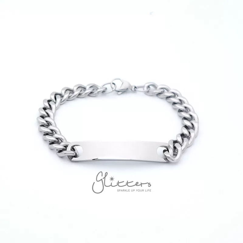 Stainless Steel Men's ID Bracelet 9mm Width   Engraving