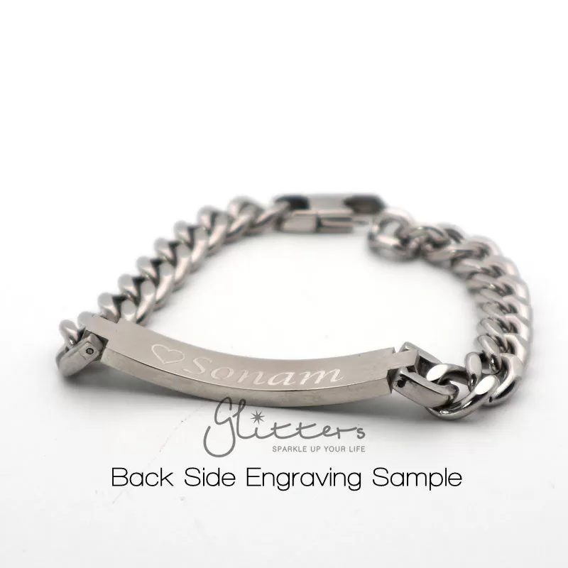 Stainless Steel Men's ID Bracelet 9mm Width   Engraving