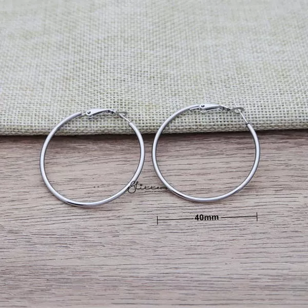 Stainless Steel Plain Wire Circle Hoop Women's Earrings - Silver