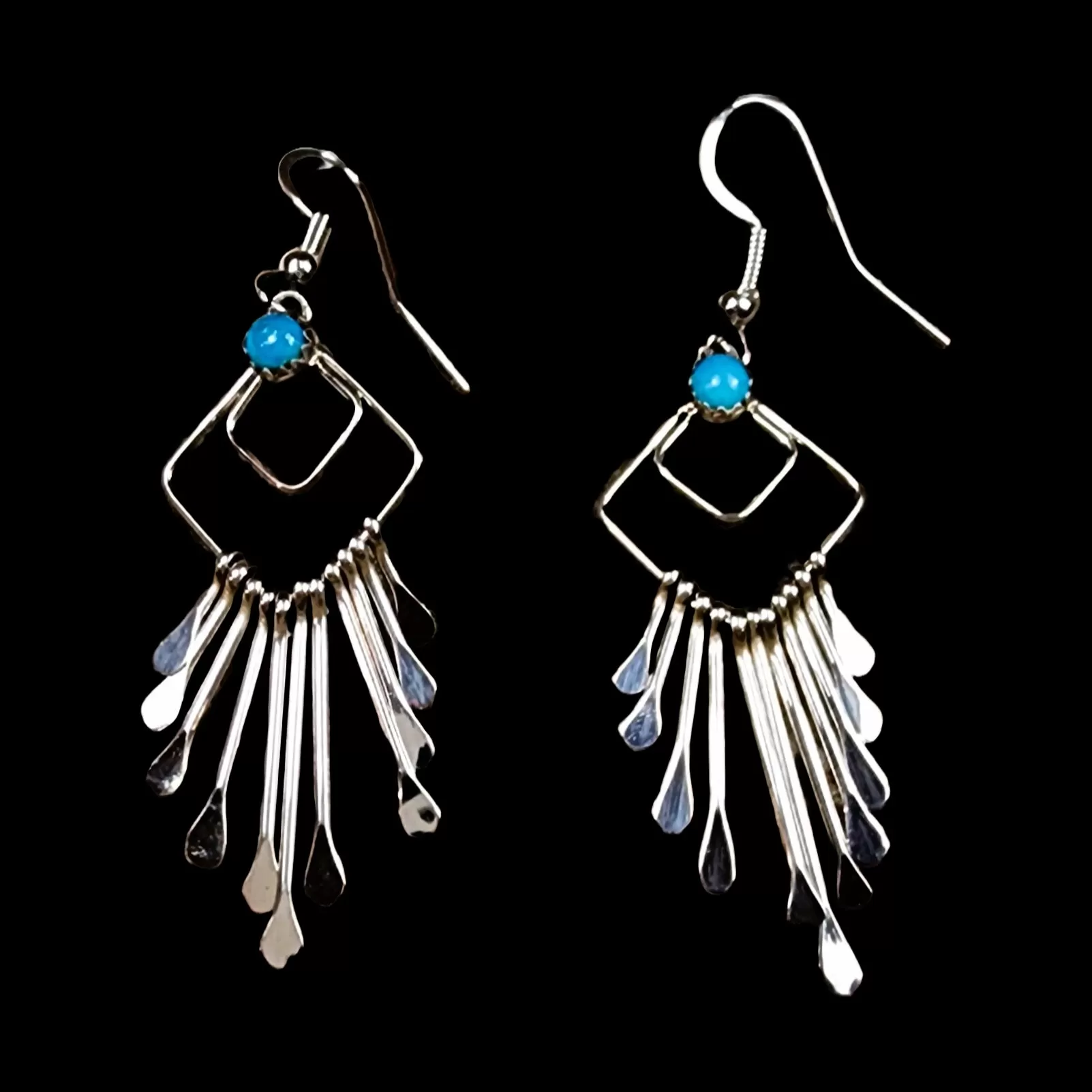 Sterling Silver Earrings with Turquoise & Dangles