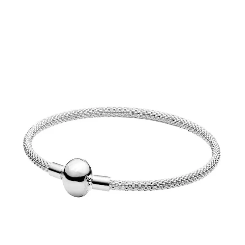 Sterling Silver Heart Round Clasp Chain Bracelets