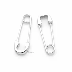 Sterling Silver Safety Pin Earrings - Silver