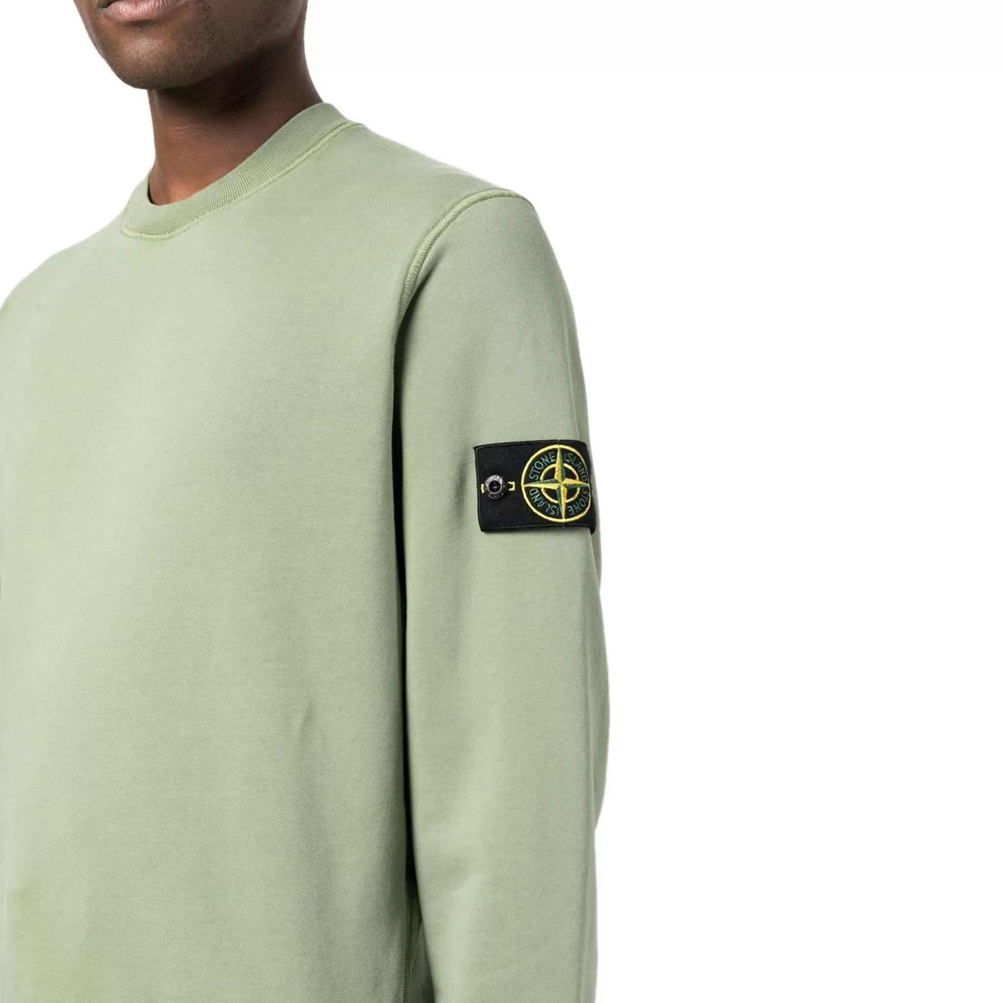 Stone Island Fleece Badge Sleeve Sweatshirt Sage Green