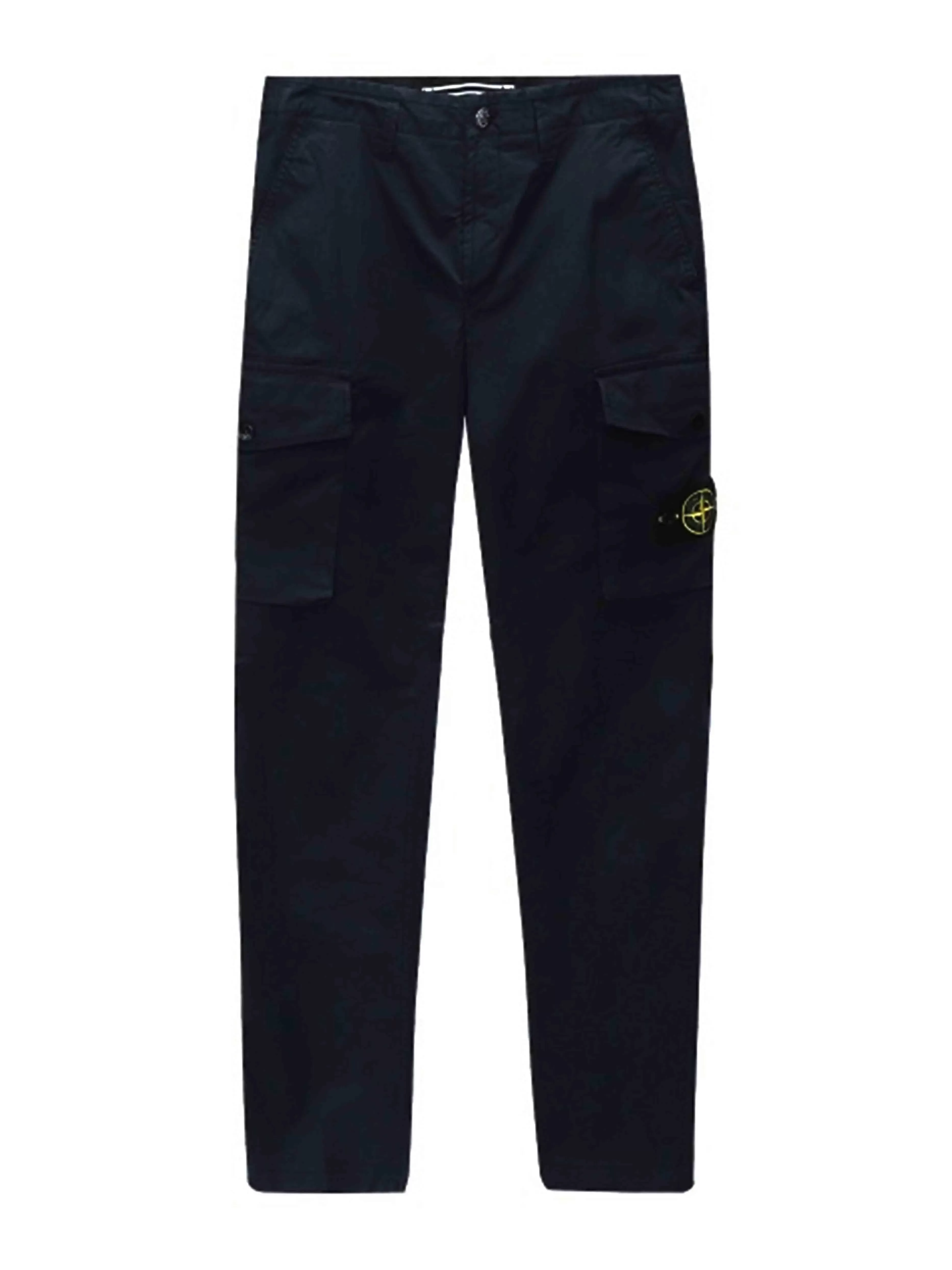 Stone Island Garment Dyed Stretch Cotton Twill Cargo Pants Black