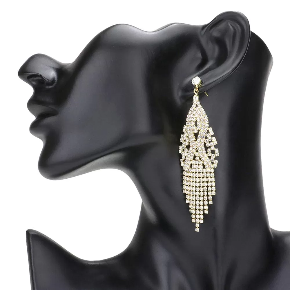 Stone Pave Fringe Evening Earrings