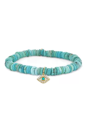 Sydney Evan Diamond Eye Charm Turquoise Bead Bracelet