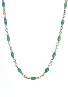 Sylva & Cie 14KYG Green Turquoise Bead Necklace | 30"