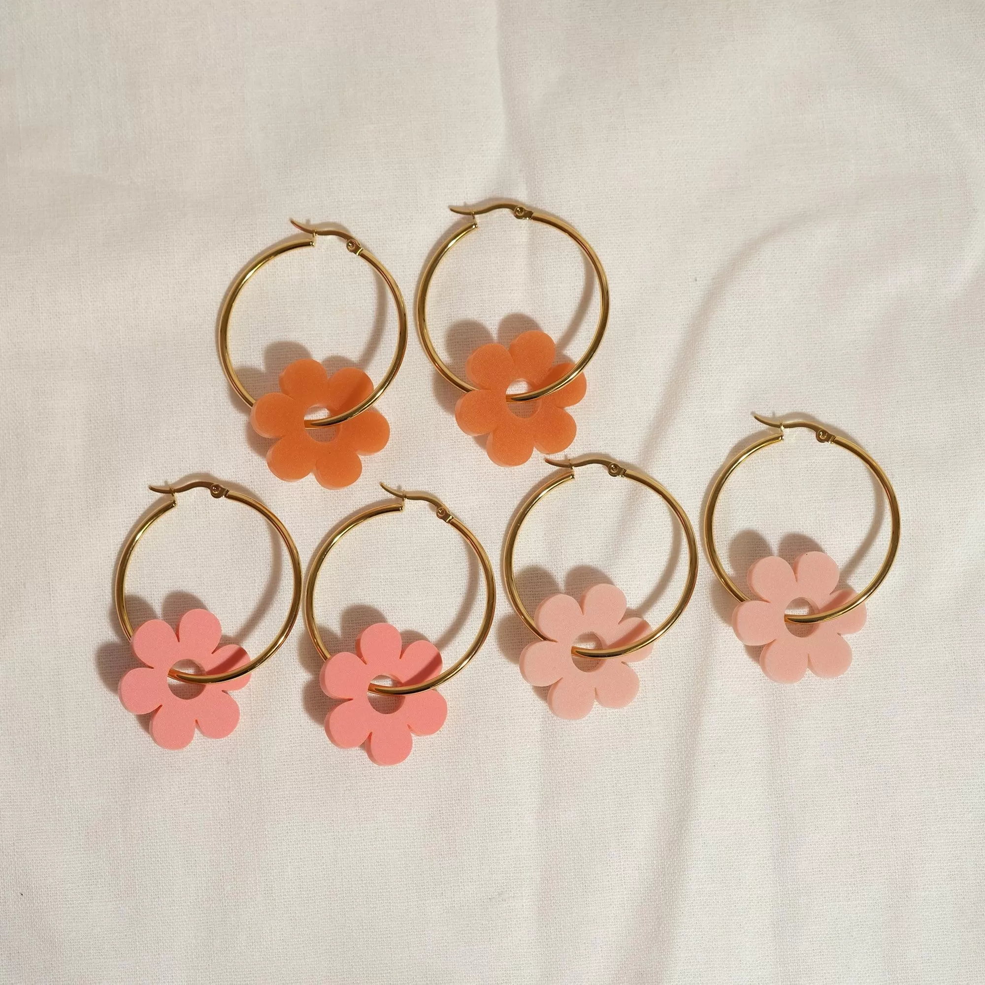 Terracotta Daisy Hoop Earrings