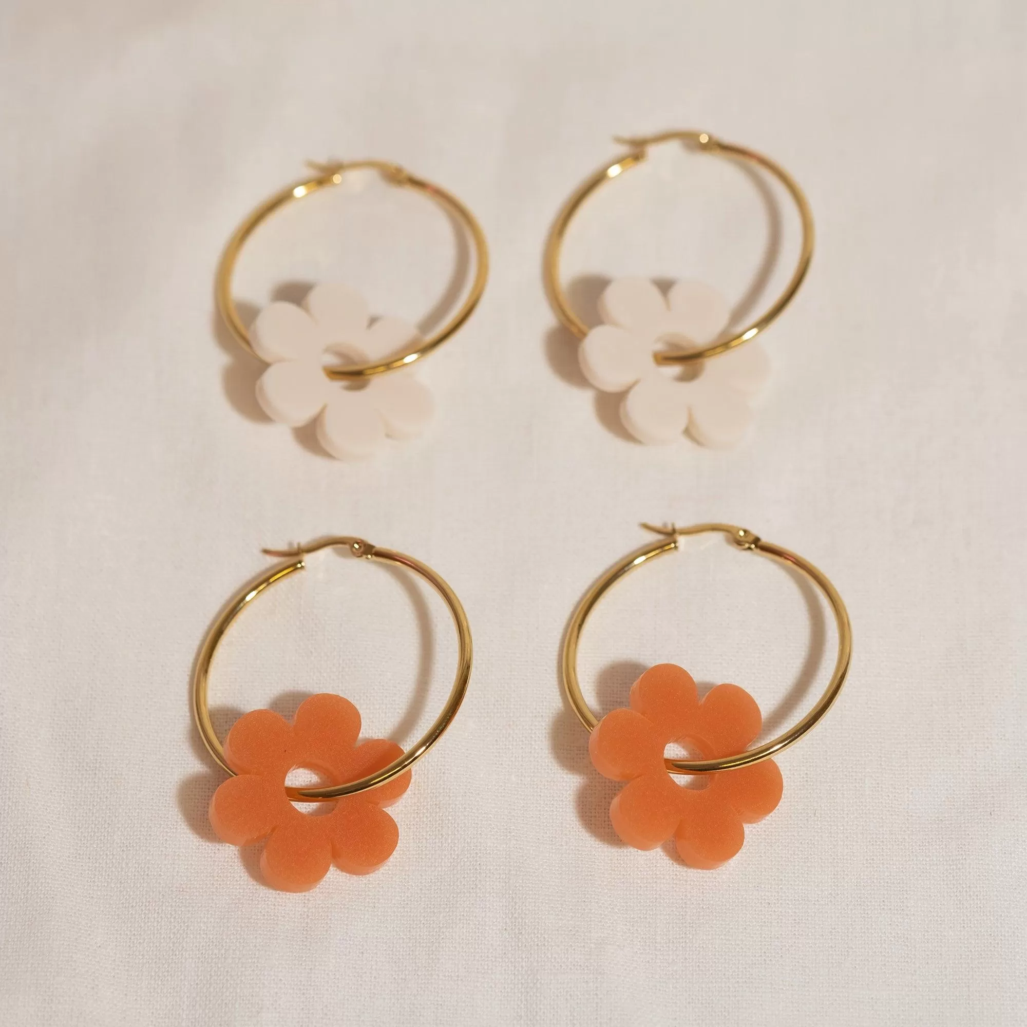 Terracotta Daisy Hoop Earrings