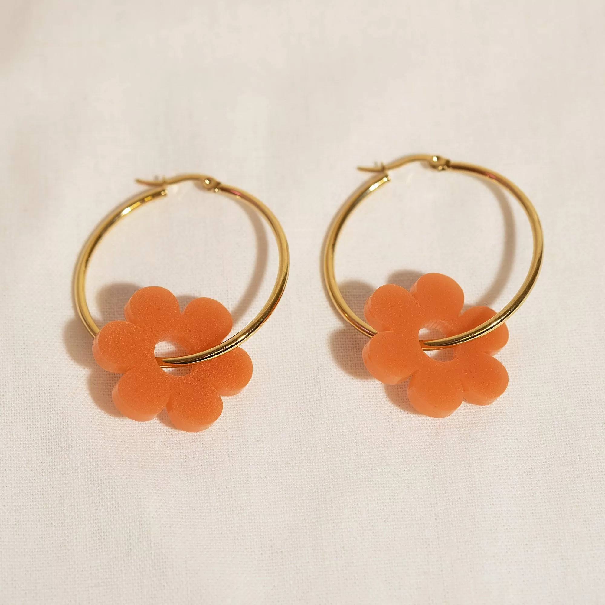 Terracotta Daisy Hoop Earrings