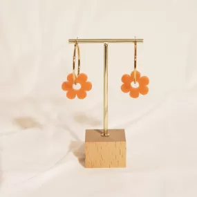 Terracotta Daisy Hoop Earrings