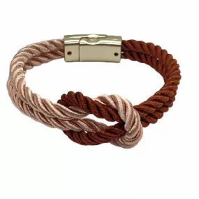 The Original Love Knot Satin Rope Bracelet- Peach and Brown