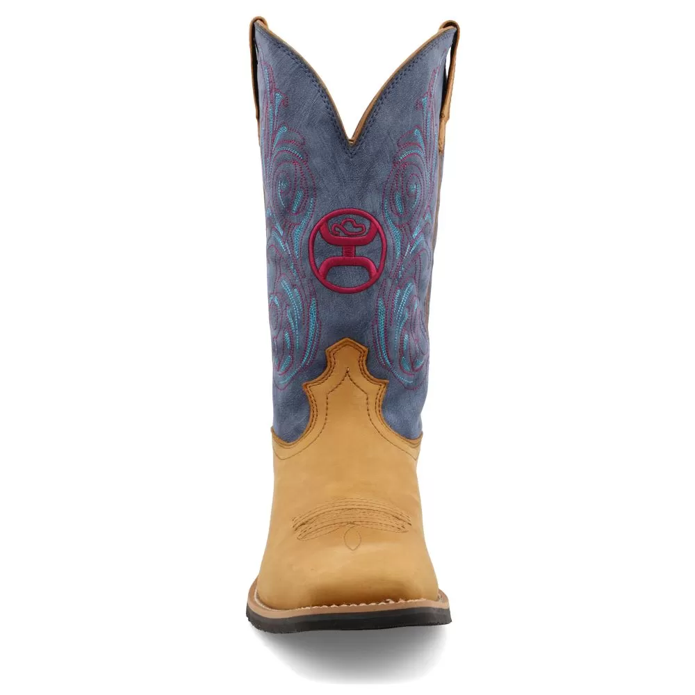 'Twisted X' Men's 12 Hooey Western Square Toe - Peanut / Teal