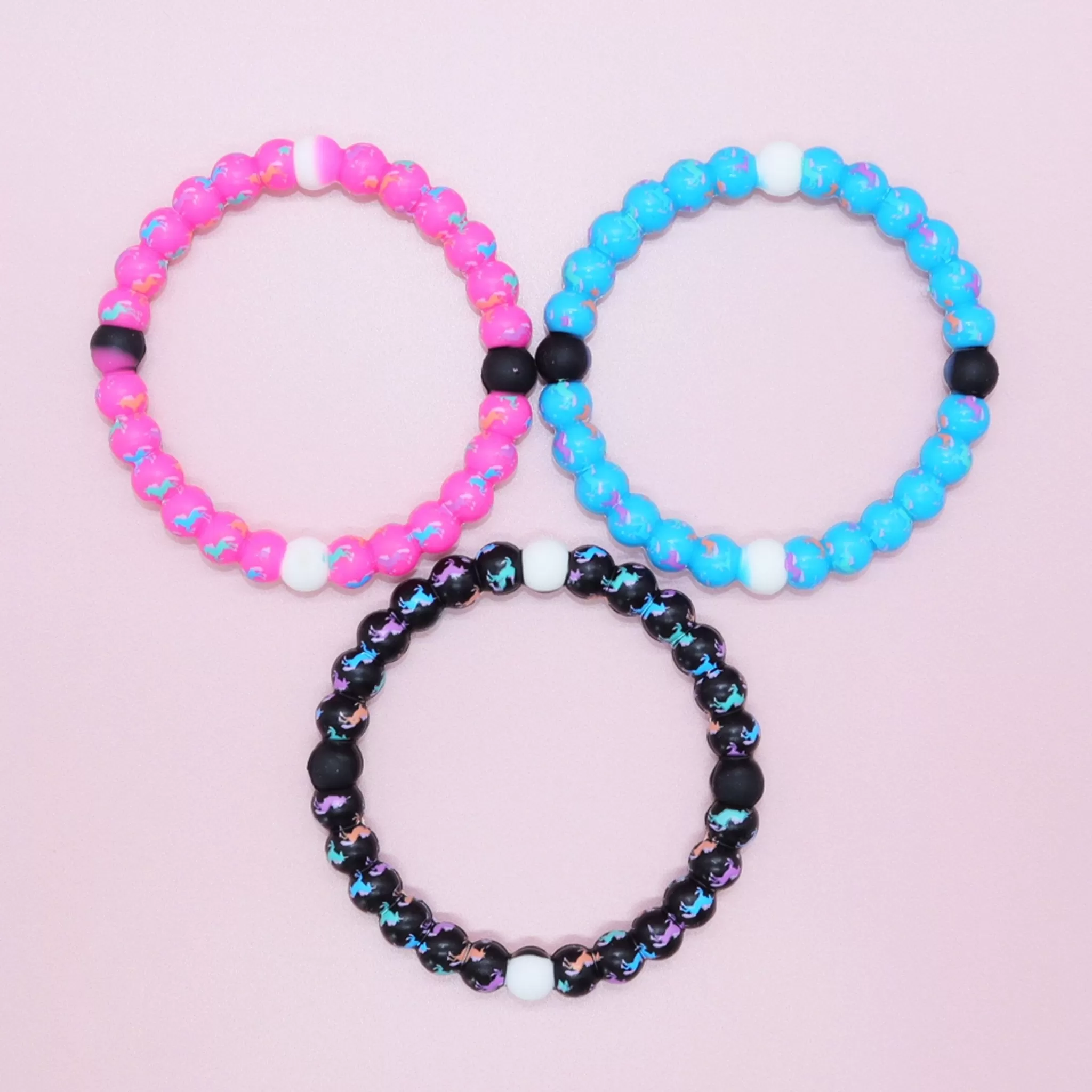 Unicorn Beaded Bubble Bracelets - 3 Pack