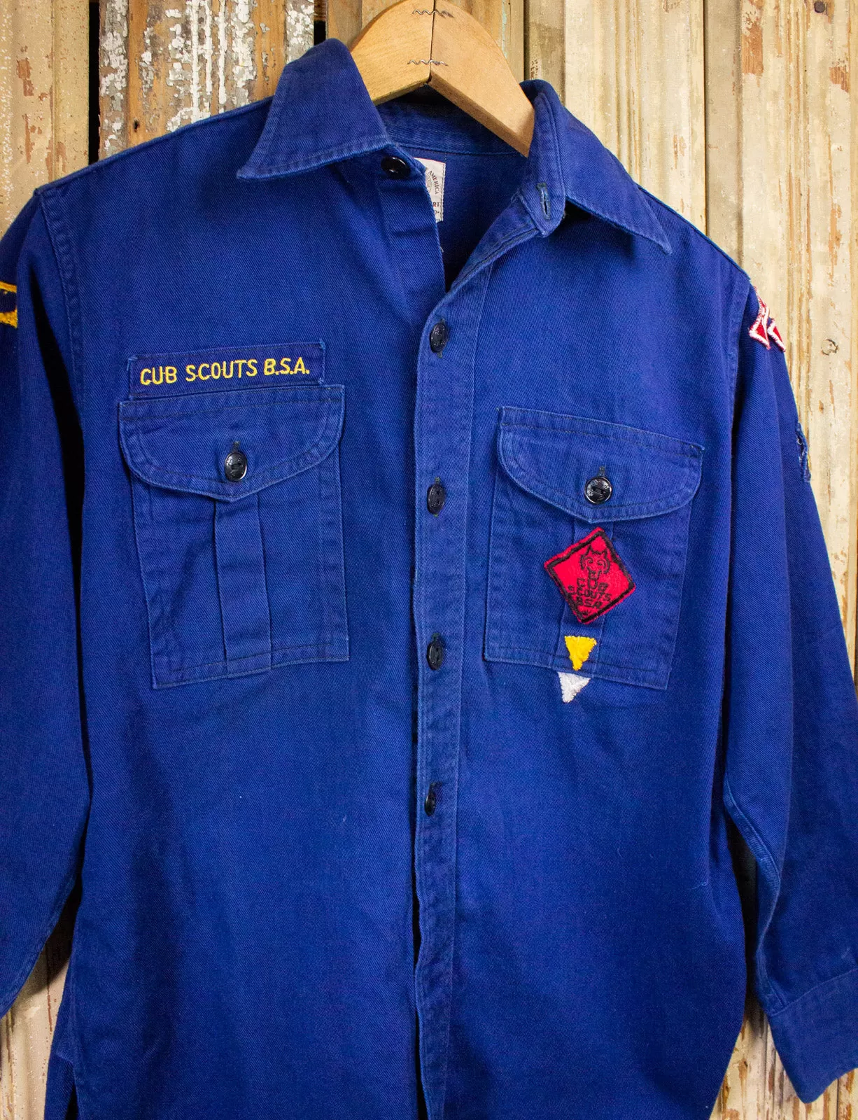 Vintage Boy Scouts of America Long Sleeve Shirt 60s Blue Small