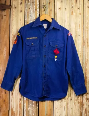 Vintage Boy Scouts of America Long Sleeve Shirt 60s Blue Small