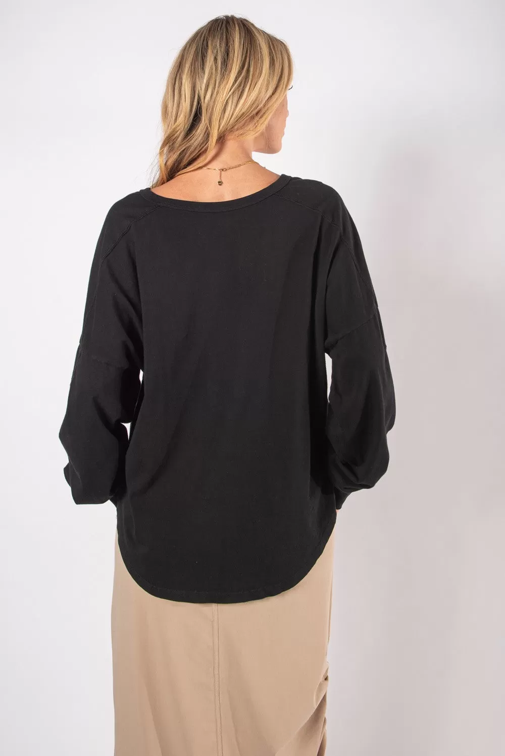 Washed Oversized Premium Cotton Notch Neck Tee