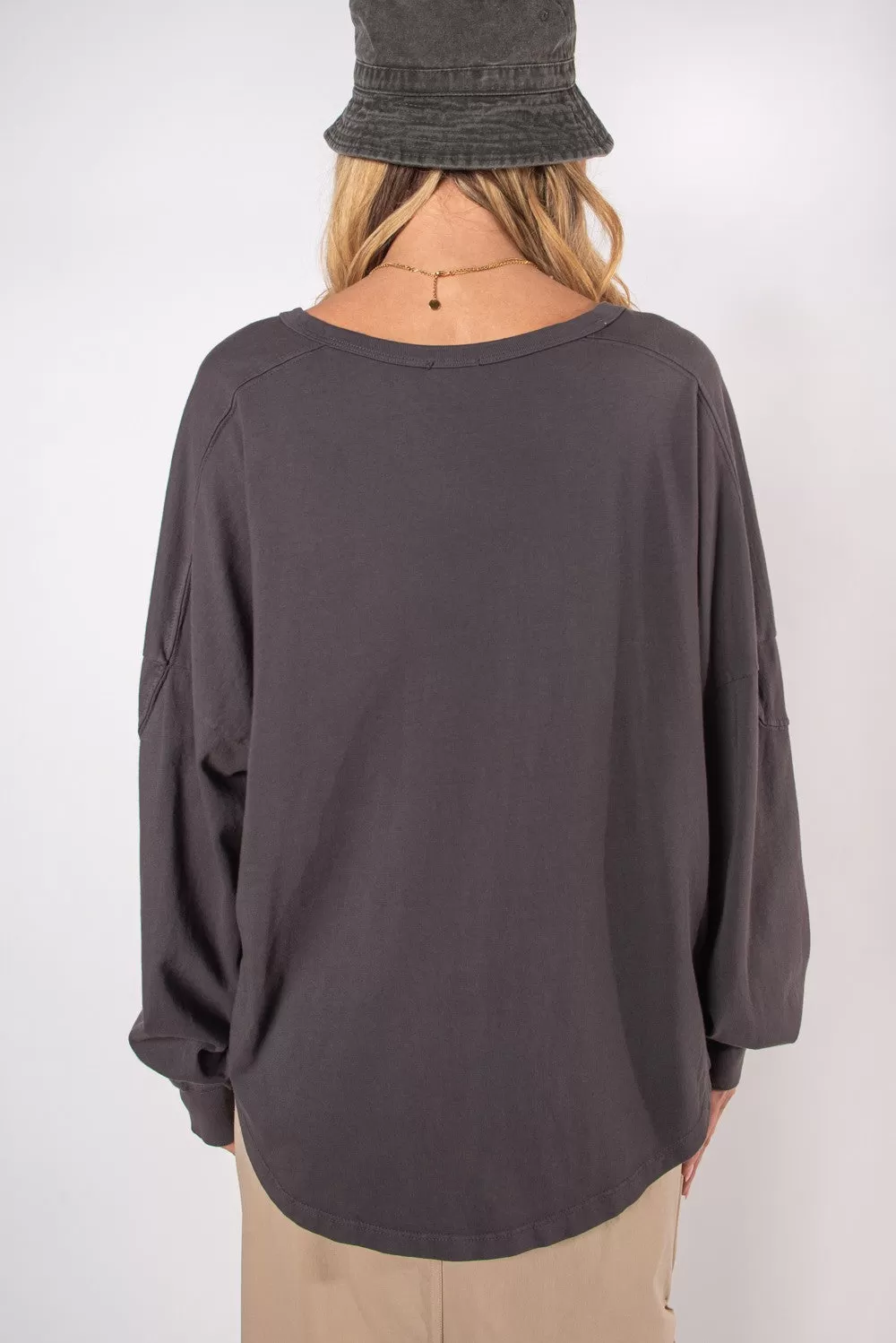 Washed Oversized Premium Cotton Notch Neck Tee